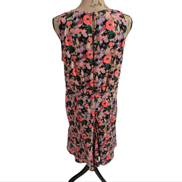 J. Crew Mercantile Neon Floral Ruched Waist Dress Size 14 - Picture 4 of 8